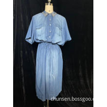 A Denim Skirt With Waist Slit For Ladies